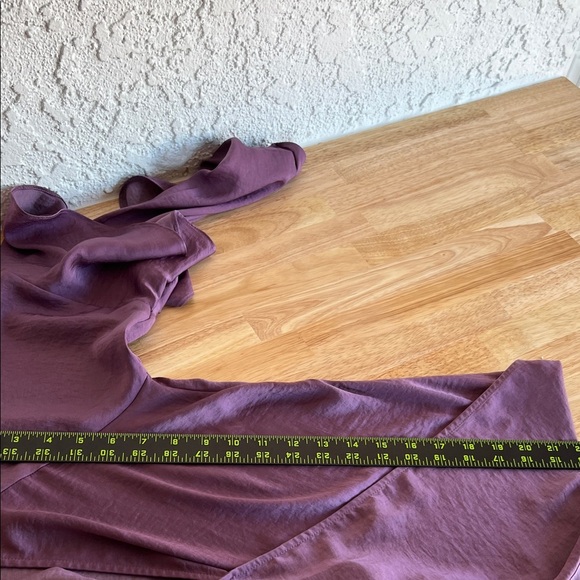 Express Women's Plum Ruffle Sleeve Blouse - Picture 15 of 16